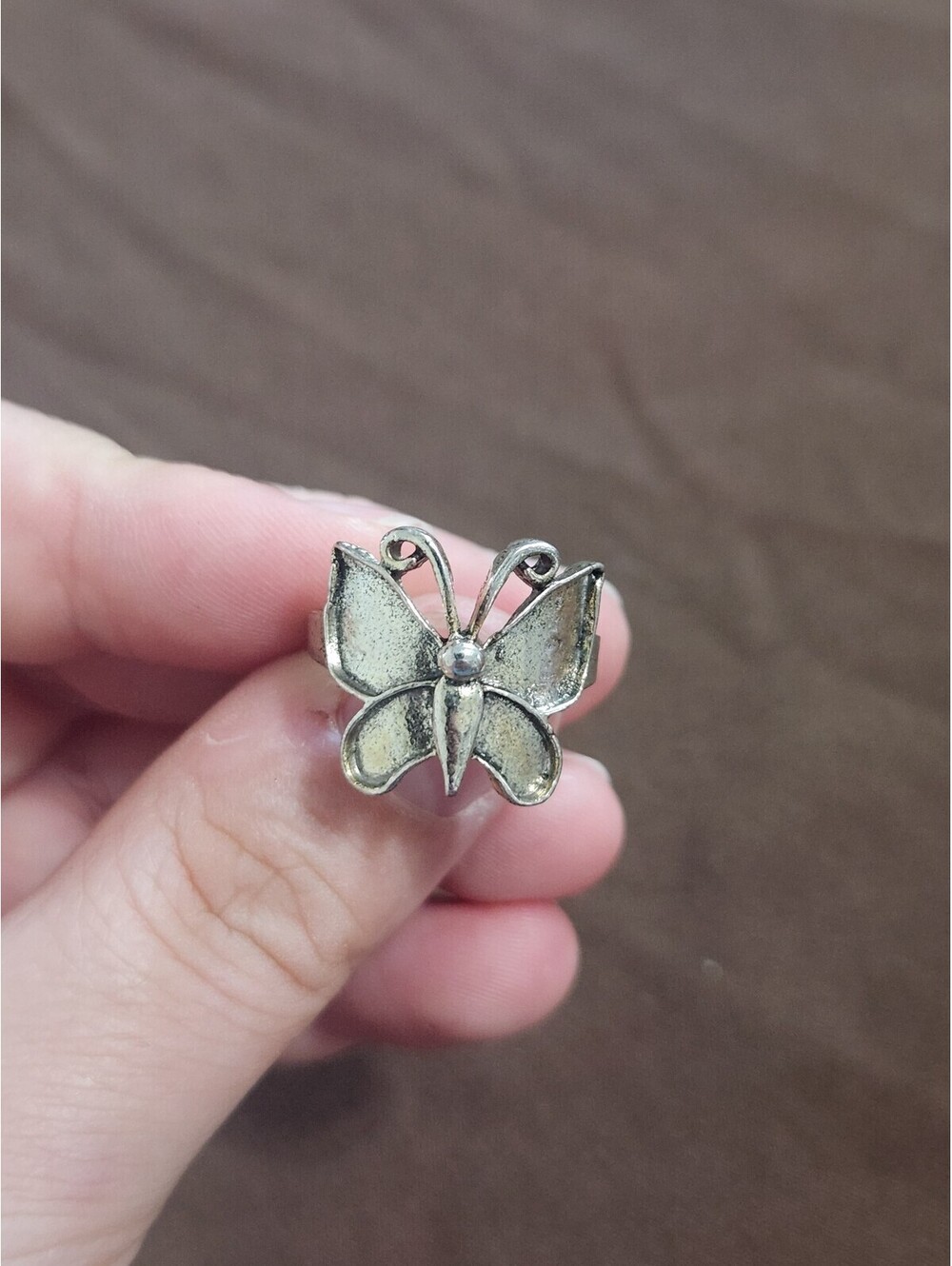 Y2K Style Silver Tone Butterfly Ring Size 6.5